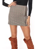 Checkered mini skirt with ruffles, black 0379 - Online store - Boutique